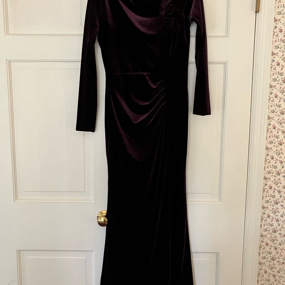 Betsy Adam Purple Velvet Evening Gown